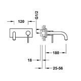 Bateria Umywalkowa Ścienna Study 26230011AC + element podtynkowy 20830002 Tres - OUTLET ostatni komplet w tej cenie
