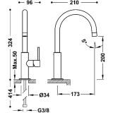 Wysoka Bateria Umywalkowa Study Bursztyn-Chrom 26290402TAM Tres