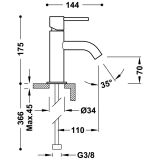 Bateria Umywalkowa Study Grafit 26290301GR Tres