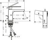 Bateria Umywalkowa Tecturis E 73002670 Coolstart Czarny Mat Hansgrohe