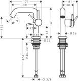 Bateria Umywalkowa Tecturis S 73321140 Coolstart Brąz Szczotkowany Hansgrohe