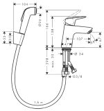 Bateria Umywalkowa Z Główką Bidette I Wężem Bez Kompletu Odpływowego Logis Chrom 71290000 Hansgrohe