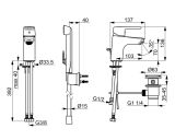 Bateria Umywalkowa Z Rączką Natrysku Bidetta Saga Chrom 3908F Oras