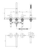 Bateria Wannowa 4-Otworowa Czarny/Złoto Y Y1232BLGL Omnires
