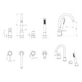 Bateria Wannowa 4-Otworowa Z Zestawem Prysznicowym Fly Miedź Szczotkowana 03033BRG Emporia