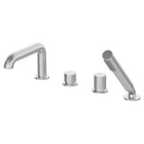mini: Bateria Wannowa 4-otworowa Z Zestawem Prysznicowym Silia Hexa Stal Szczotkowana BHS_F14M Deante (1)