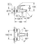 Bateria Wannowa Natynkowa Eurosmart Matte Black 333002433 Grohe