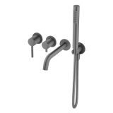 Bateria Wannowa Podtynkowa 4-Otworowa Z Boxem I Z Zestawem Prysznicowym Fly Gun Metal 03032BN Emporia