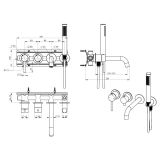 Bateria Wannowa Podtynkowa 4-Otworowa Z Boxem I Z Zestawem Prysznicowym Fly Gun Metal 03032BN Emporia