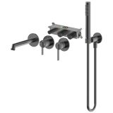 Bateria Wannowa Podtynkowa 4-Otworowa Z Boxem I Zestawem Prysznicowym Ori Gun Metal 08032BN Emporia