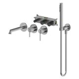 Bateria Wannowa Podtynkowa 4-Otworowa Z Boxem I Zestawem Prysznicowym Ori Nikiel Szczotkowany 08032N Emporia