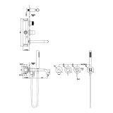 Bateria Wannowa Podtynkowa 4-Otworowa Z Boxem I Zestawem Prysznicowym Ori Nikiel Szczotkowany 08032N Emporia