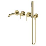 Bateria Wannowa Podtynkowa 4-Otworowa Z Boxem I Zestawem Prysznicowym Ori Złoty Szczotkowany PVD 08032GN-P Emporia