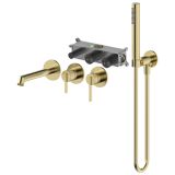 Bateria Wannowa Podtynkowa 4-Otworowa Z Boxem I Zestawem Prysznicowym Ori Złoty Szczotkowany PVD 08032GN-P Emporia