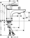 Bateria Wannowa Rebris S Chrom 72436000 Hansgrohe