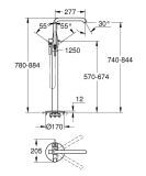 Bateria Wannowa Stojąca Essence 25248DC1 Stal Nierdzewna Grohe