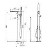 Bateria Wannowa Wolnostojąca, Chrom Clever 2.1 AREX.4155CR Excellent