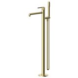 Bateria Wannowa Wolnostojąca Z Elementem Podłogowym I Zestawem Natryskowym Ori Złoty Szczotkowany 08031GN Emporia