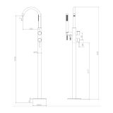 Bateria Wannowa Wolnostojąca Z Zestawem Natryskowym Ultimate Gun Metal ABUL221421 Avapax