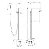 mini: Bateria Wannowa Wolnostojąca Z Zestawem Prysznicowym Blur Titanium BQL_D17M Deante (3)