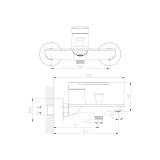 Bateria Wannowa Z Przełącznikiem Natrysku Lunepo Czarny ABLU211311 Avapax