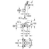 Bateria Wannowa Z Zestawem Prysznicowym Tempesta Cube 110 Cubeo Matte Black 1018142430 Grohe