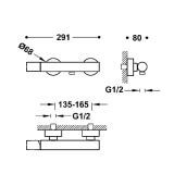 Bateria Wannowo-Prysznicowa Ścienna Study Złoto 26116701OR Tres