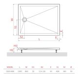 Brodzik Prostokątny Square 120x80x3 Kompozyt Mineralny Marmo Neo MANSQ1200802E Roth