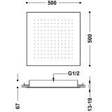 Deszczownica Sufitowa Podtynkowa Chrom 500x500 134951 Tres