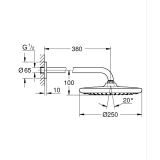 Deszczownica Tempesta 250 Z Ramieniem 380mm Chrom 26663000 Grohe