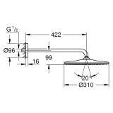 mini: Deszczownica Z Ramieniem 422 mm 1 Strumień Rainshower Mono 310 Brushed Hard Graphite 26558AL0 Grohe (4)