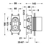 Element Podtynkowy Do Baterii Prysznicowej i Wannowej 20828110 Tres