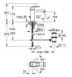 Bateria Umywalkowa Eurocube DN 15 M Brushed Hard Graphite 23445AL0 Grohe