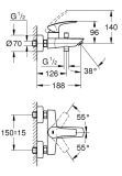 Bateria Wannowa Jednouchwytowa Eurosmart 33300003 Grohe