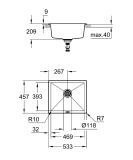 Zlewozmywak Kompozytowy K700U Szary Granit 53x45cm 31654AT0 Grohe