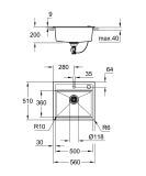 Zlewozmywak Kompozytowy K700 Czarny Granit 56x51 cm 31651AP0 Grohe