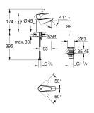 Bateria Umywalkowa, Rozmiar S BauEdge 23895001 Grohe