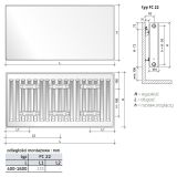 Grzejnik Stalowy Płytowy Z Gładką Płytą Czołową Z Podłączeniem Bocznym Plan Compact FC22 600x900 mm Biały RAL9016 F092206009010300 Purmo
