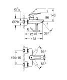 Bateria Wannowa Ścienna Start Czarny Mat 322782432 Grohe