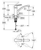 Jednouchwytowa Bateria Zlewozmywakowa Start Matte Black 324412432 DN 15 Grohe