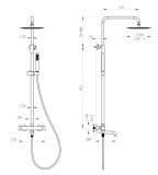 Kolumna Natryskowa Termostatyczna 3-Funkcyjna Z Zestawem Natryskowym Deszczownicą 250 mm I Wylewką Wannową Fly Gun Metal 030130BN Emporia