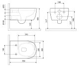 Miska WC 54 Cm Wisząca Bezrantowa Z Systemem Spłukiwania Spin 360 I Deską Wolnoopadającą Doto Biały Połysk CEEX.1403.545.WH Excellent