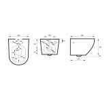 Miska WC Podwieszana Bezkołnierzowa Decos Mini + Deska Wolnoopadająca Slim 36x32x48 cm