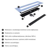 Odpływ Liniowy Z Maskownicą Do Wklejenia Płytek 90cm Lowfix Czarny Półmat LOWFIX90TBL Omnires