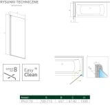 Parawan Nes 8 PNJ 70 Czarny Lewy Frame Nes 8 10061070-54-56L Radaway