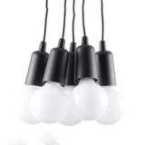 mini: Sollux Lampa wisząca DIEGO 5 czarna Nickel E27 (1)