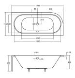 Wanna Asymetryczna Avita Prawa 170x75 Besco