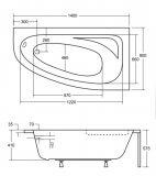 Wanna Asymetryczna Cornea Prawa 140x80 Besco