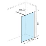 Ścianka Prysznicowa Walk-In 120x200 cm Vidoq Czarny Mat KAEX.1506.1200.LP.BL Excellent