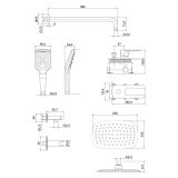 mini: Bateria Wannowo-Prysznicowa Z Deszczownicą I Zestawem Prysznicowym Larga Czarny S952-031 Cersanit (2)